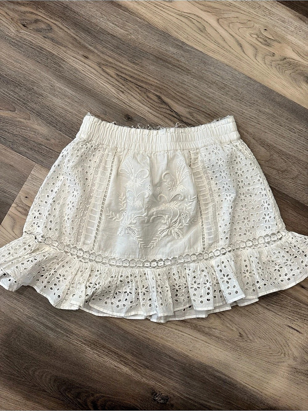 LoveShackFancy Ruffle Mini Skirt White Size P
